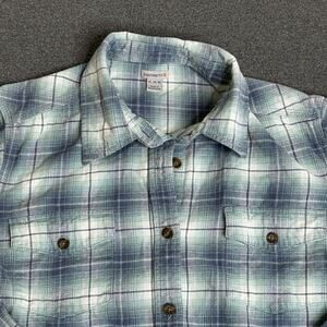 Carhartt Shirt Womens XL 16-18 Blue Plaid Flannel Long Sleeve Button Up Stretch